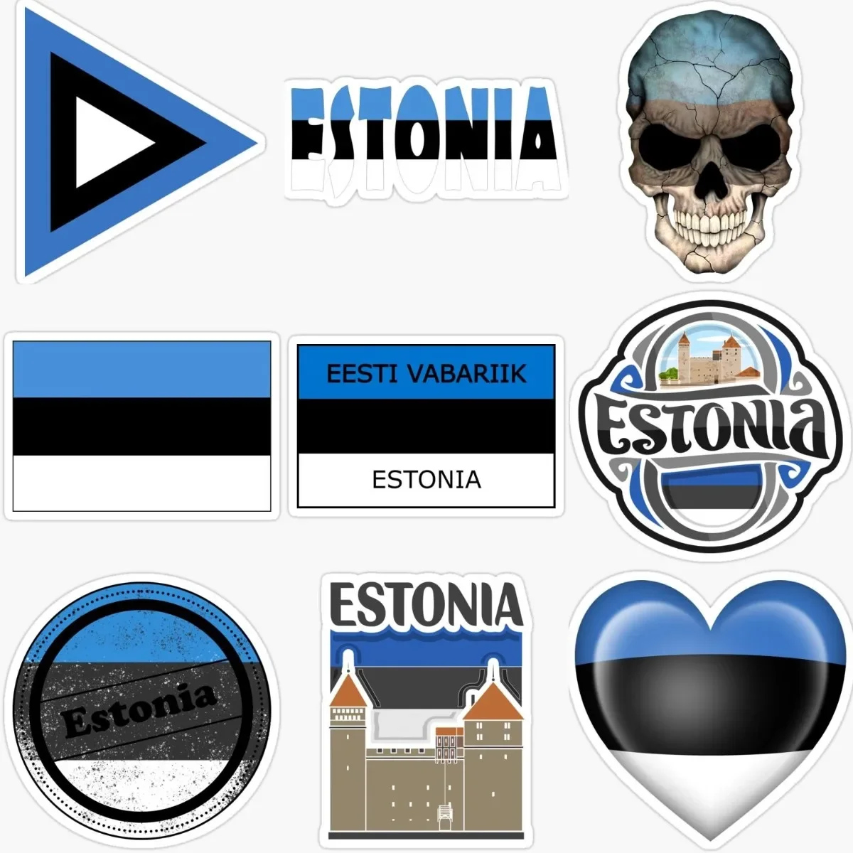 

EST Estonia Flag Emblem Creative Personalized PVC Waterproof Stickers for Decorate Car Van Suv Wall Room Table Truck Off-road