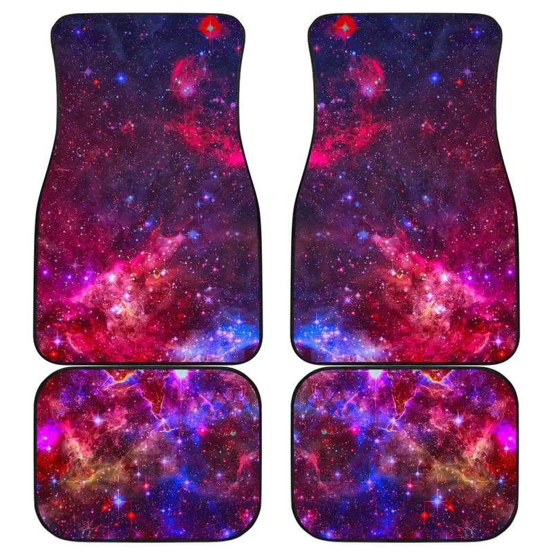 

Red Purple Nebula Galaxy Space Print Front and Back Car Floor Mats Heavy Carpet Front and Rear Full Set Pack for Car SUV