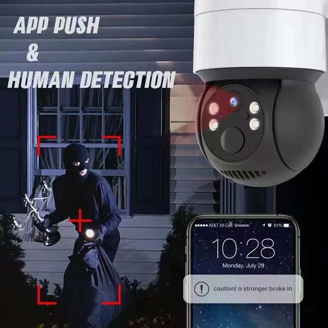 Icsee Wireless Camera 3MP Outdoor WiFi Solar and Built-in Battery 360 PTZ Rotate Motion Detection CCTV Home Surveillance Cameras