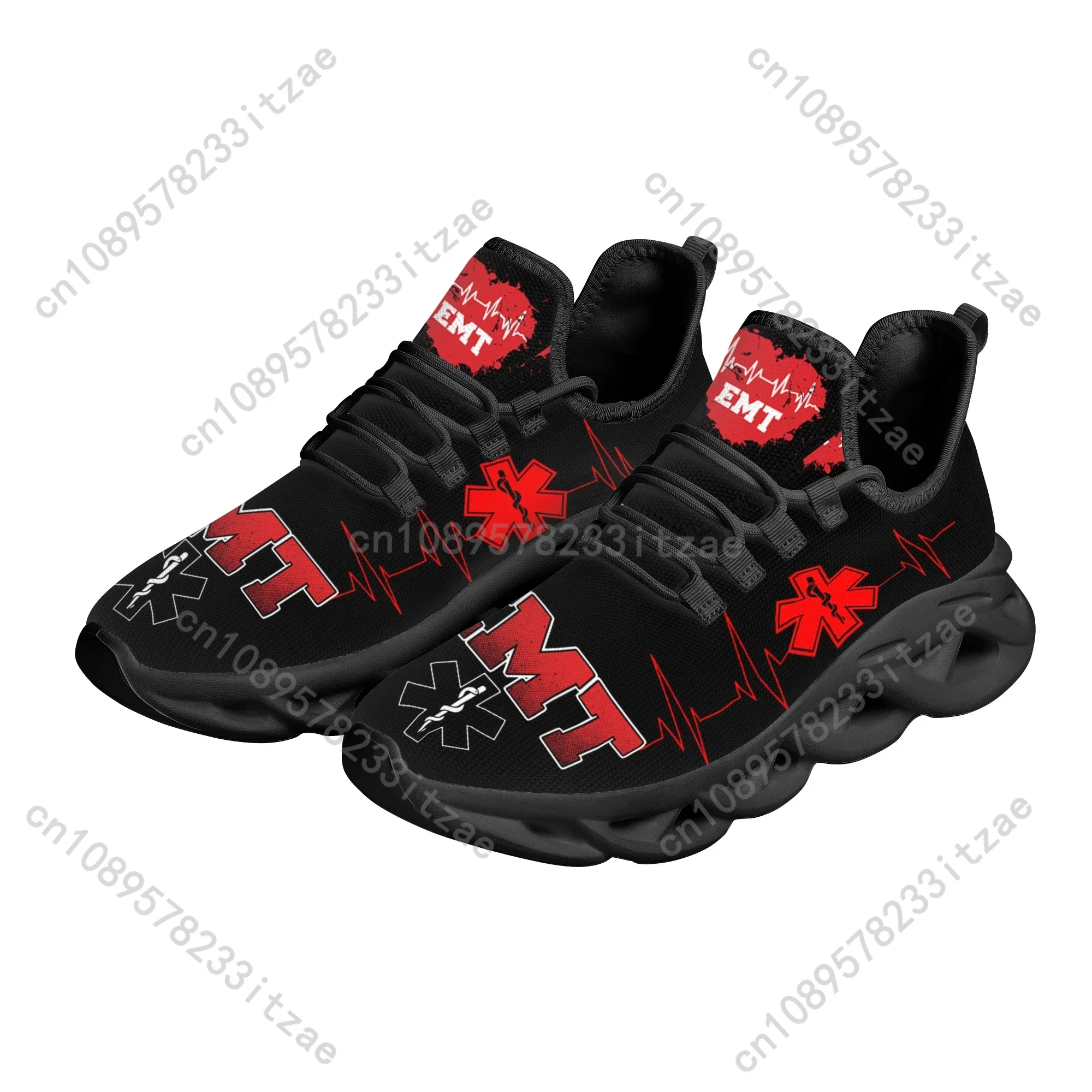 2025 Hot Sale Flat Shoes Fashion Paramedic EMT EMS Pattern Mesh Sneakers for Women Breathable Footwear Zapatillas