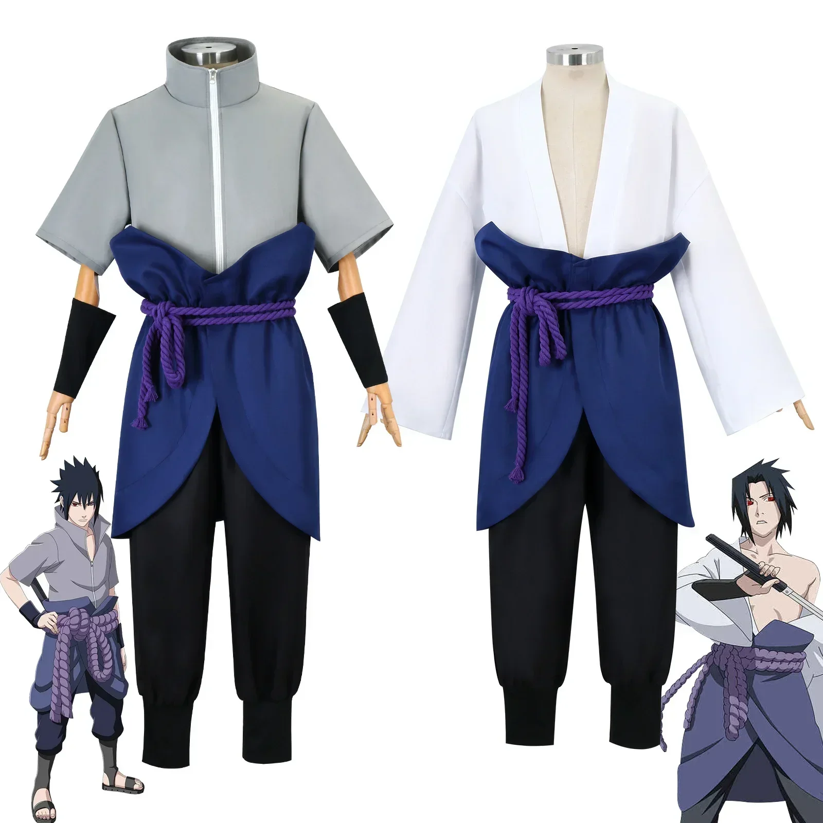

2026 Uchiha Sasuke Cosplay Costume Wig Halloween Comic Clothes Outfit for Adult Men Elder Boys Sasuke Cosplay