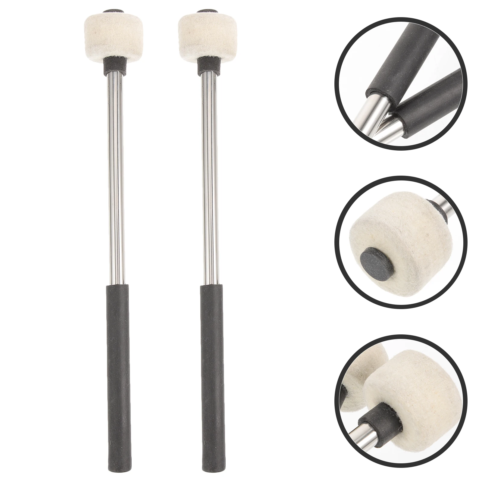

Felt Stainless Steel Drumstick Drumsticks Hammer Mallets Percussion Black