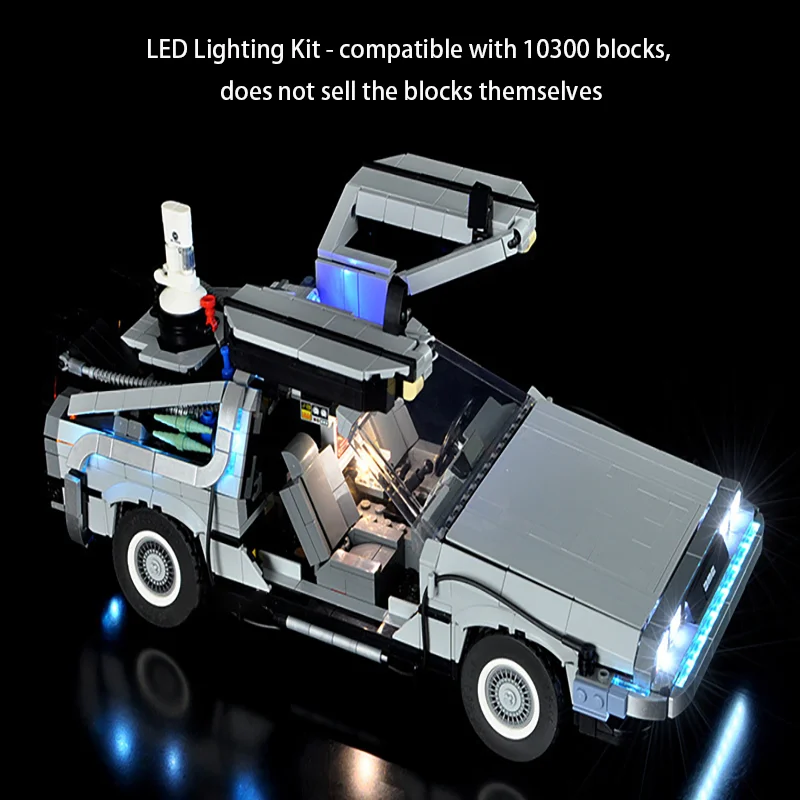 LED-Beleuchtungsset, kompatibel mit Lego 10300 Back to the Future Time Machine Rennwagenmodell (Modellsteine NICHT im Lieferumfang enthalten) – Detail 2