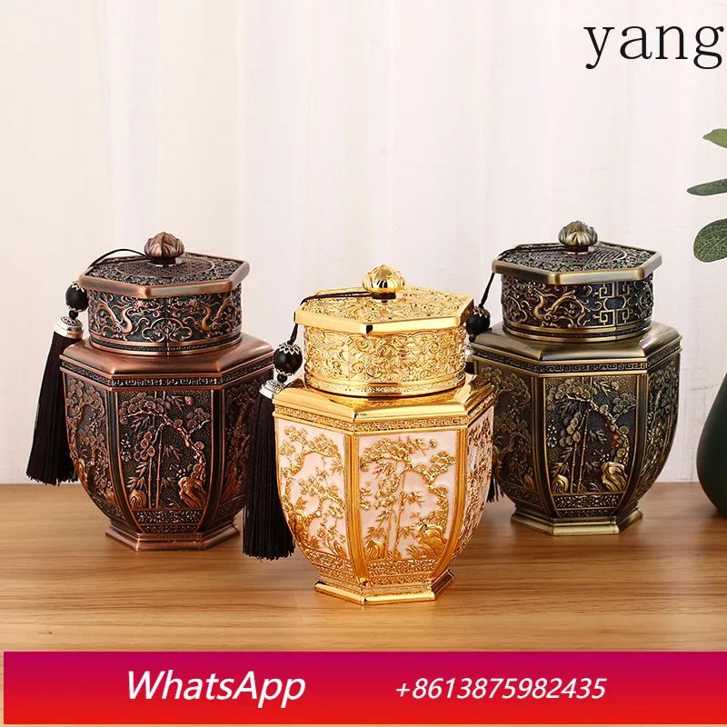 

LMM large enamel color storage tea can household creative ornament metal tea can one catty box