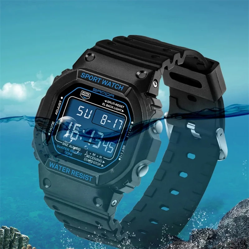 Sanda 293 329 Modemarke Paar Uhren für Männer und Frauen Sport digitale Liebhaber Armbanduhren LED-Display 50m wasserdichte Uhr