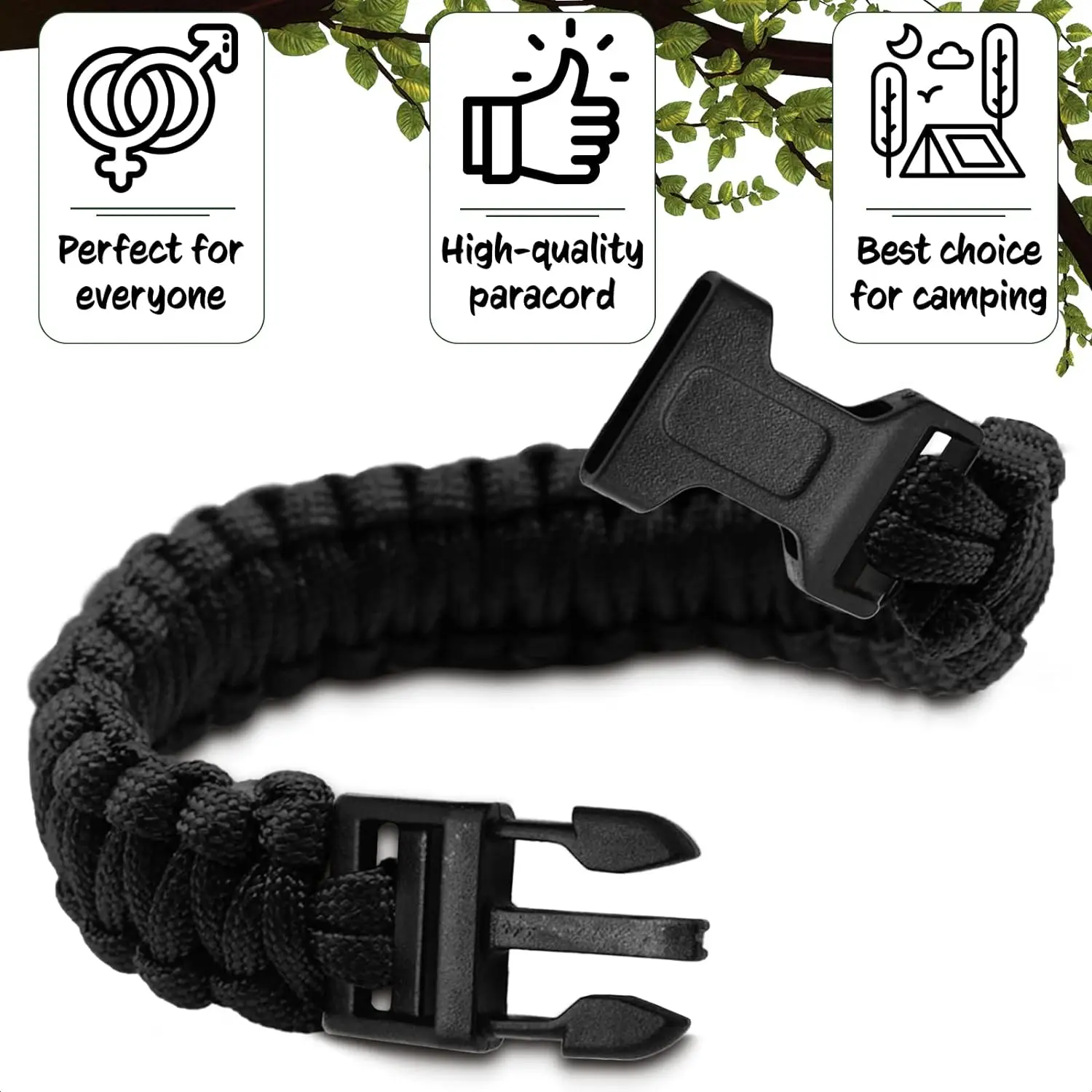 Pulsera Paracord para hombre, 7 hebras, 4mm, cuerda de paracaídas táctica, pulseras de supervivencia, emergencia para acampar al aire libre,