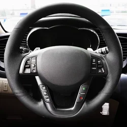 Hand Sewing Car Interior Steering Wheel Cover Trim Perforated Leather Cover For Kia K5 Optima 2008 2009 2010 2011 2012 2013