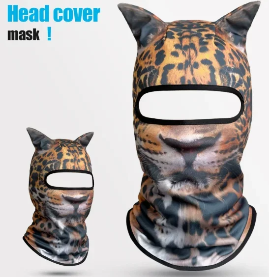 Animal Print Ice Silk Balaclava Summer UV‑Proof Breathable Motorcycle Face Mask Windproof For Cycling Outdoor