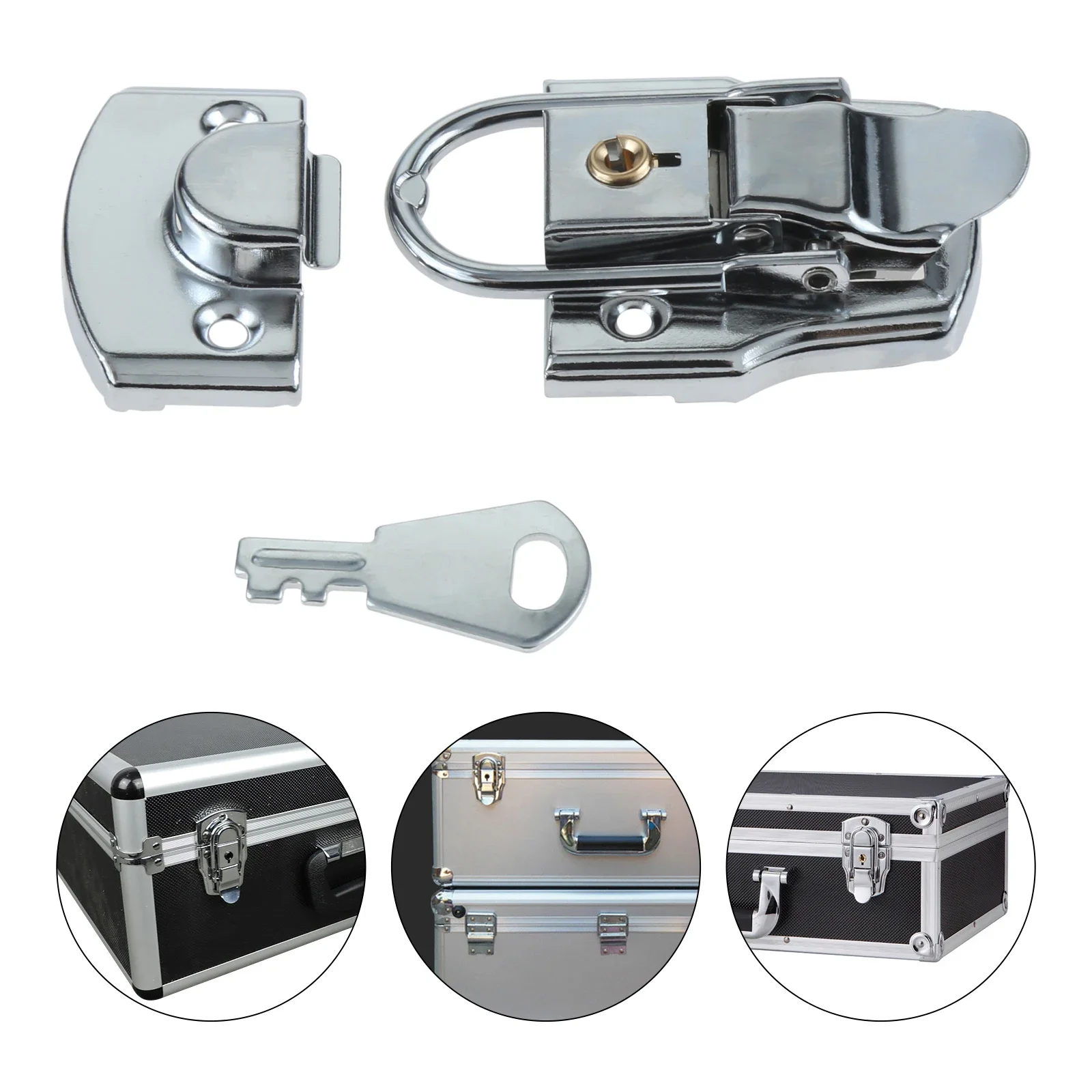 76mm*45mm Metal Box Toggle Latch Hasp with Key Safety Lock Buckle Aviation Case Electric Cabinet Toolbox Locker Wooden Furniture