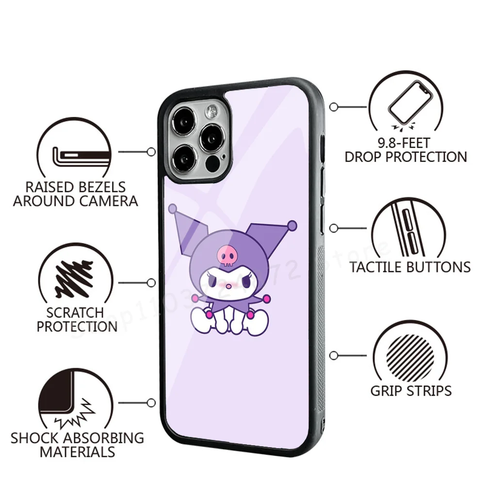 Kawaii K-kuromi Phone Case Strong Magnetic For IPhone 15 14 13 Pro Max Mini Alex Mirror For Magsafe Wireless Charging Cover