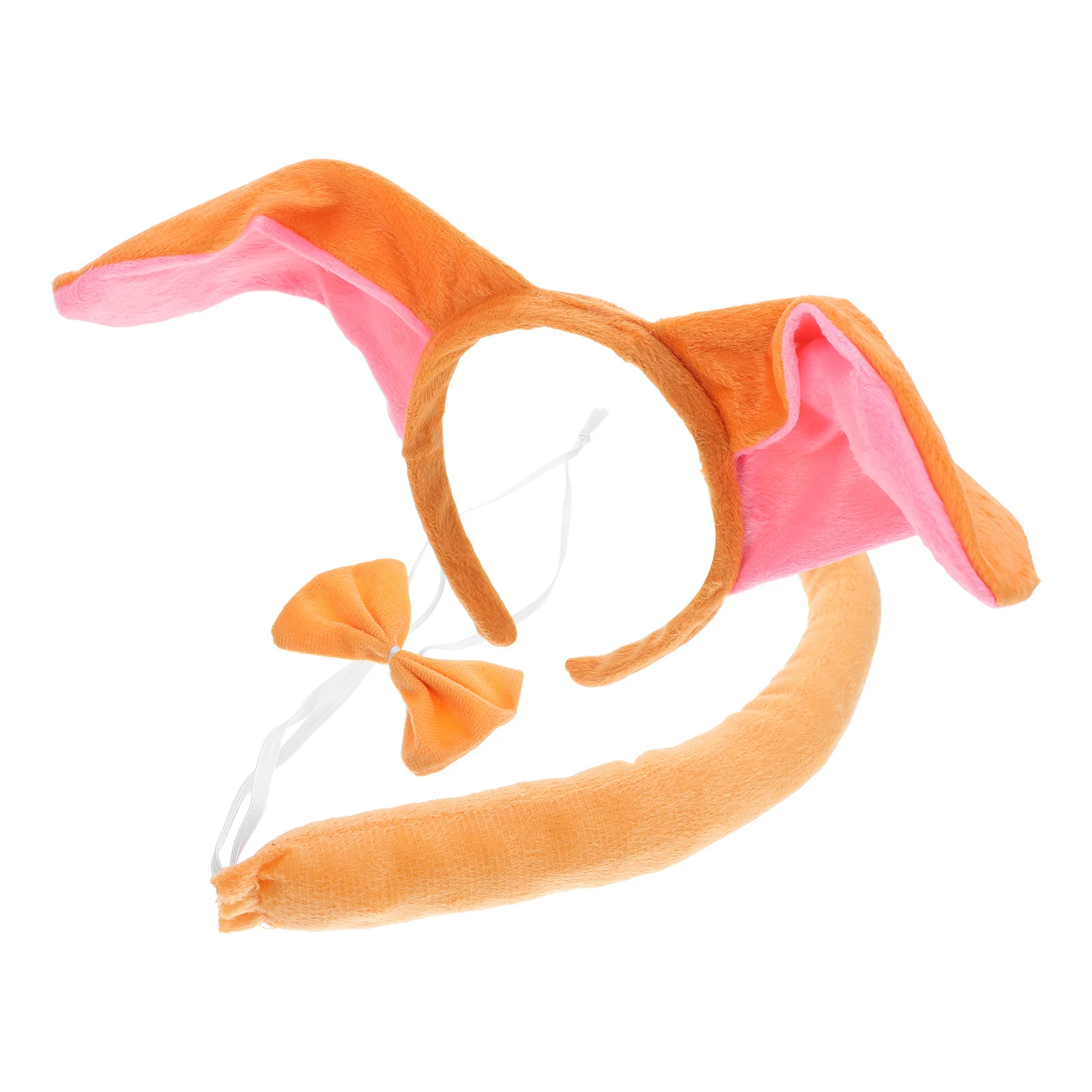 2 세트 당나귀 귀 머리띠 꼬리 나비 넥타이 어린이 동물 의상 액세서리 부드럽고 편안한 파티 생일 코스프레 할로윈