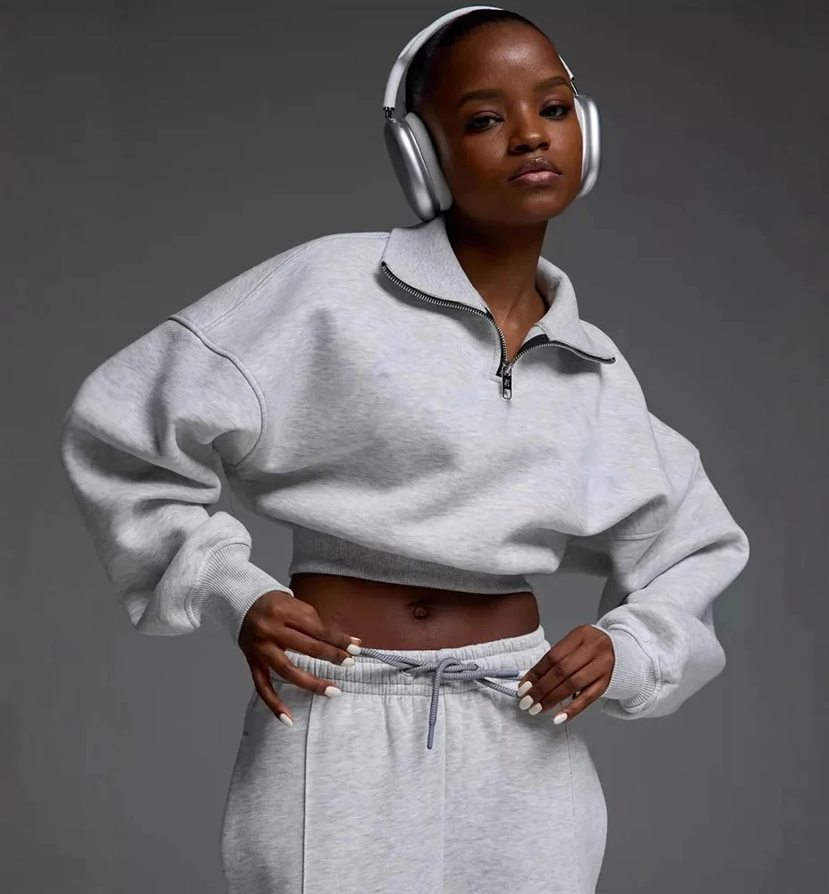 

Повседневный свободный комплект из толстовки и брюк, костюм из двух предметов, длинная застежка-молния, деловая повседневная одежда