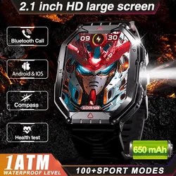 2026 New Military Smart Watch Men IP68 1ATM Outdoor GPS Sports Fitness Tracker Health Monitor Flashlight Call Compass Smartwatch