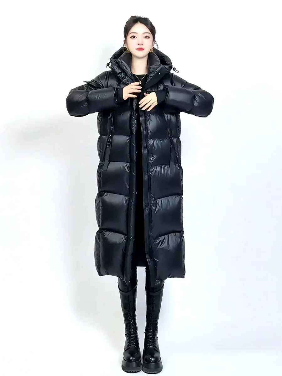 Ultra-Thi largo blanco Du down Puffer Jaet abrigo de invierno para mujer resistente al frío para ir al trabajo con sombrero señoras Faion