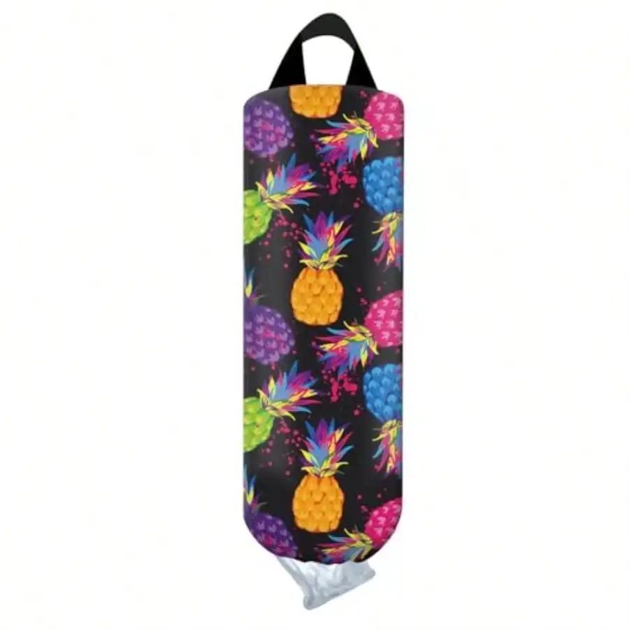 

Plastic Bag Holder Wall Mount Grocery Bag Organizer Funny Hanging Trash Storage Dispenser For Home Kitchen Colorful Pineapple