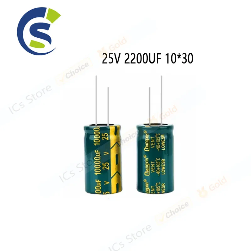 

50PCS 105 degrees Electrolytic capacitor LCD Sound power high-frequency capacitance 25V 2200UF 10*30