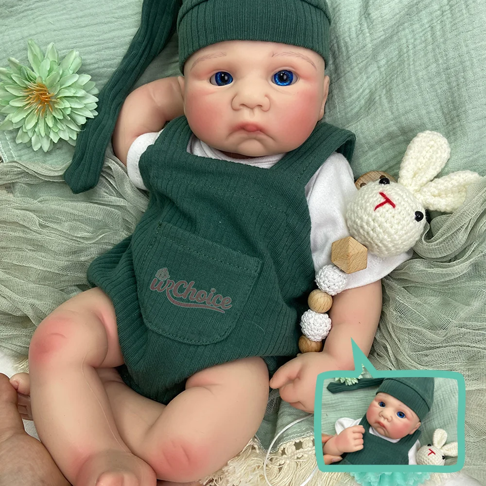 

17Inch Silicone Reborn Baby Boy Hand Painted Skin Textures Reborn Doll Blue Eyes Weighted Newborn For Limited Edition Collection