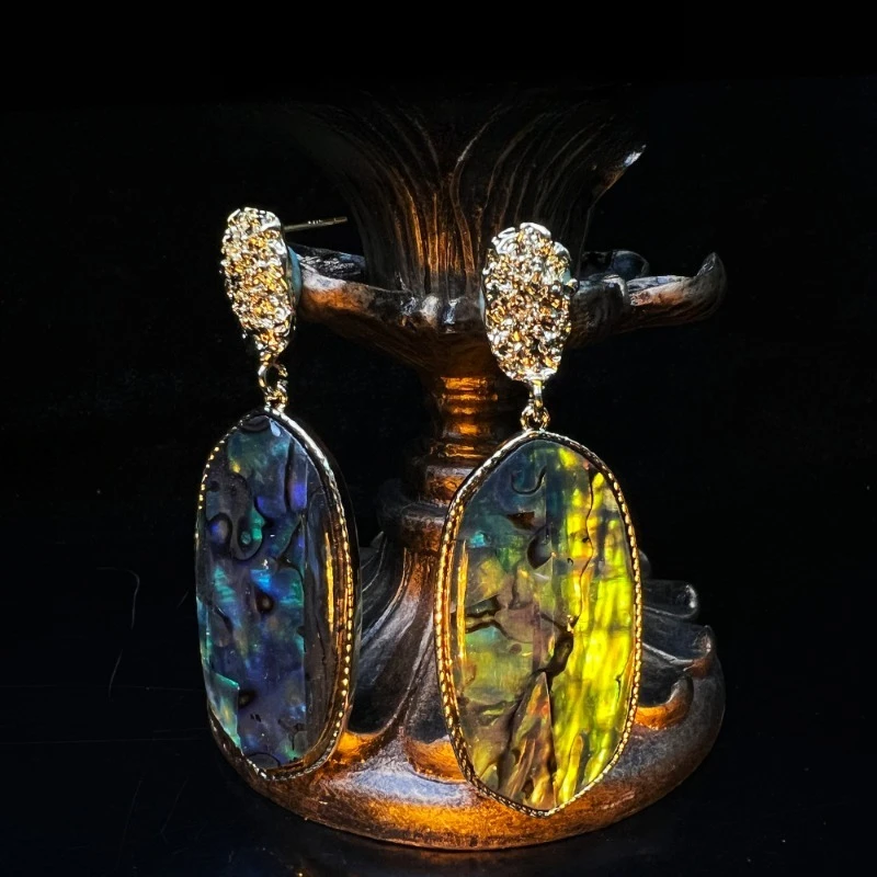 

Vintage Abalone Shell Earrings for Women Natural Mother of Pearl Dangle Earrings Elegant Ocean Jewelry Retro Party Accessories