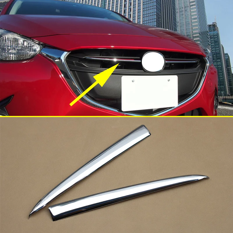 Chrome Front Grille Grill Trims Moulding For 2015-2019 Mazda 2 Mazda2 Demio Hatchback Sedan Accessories