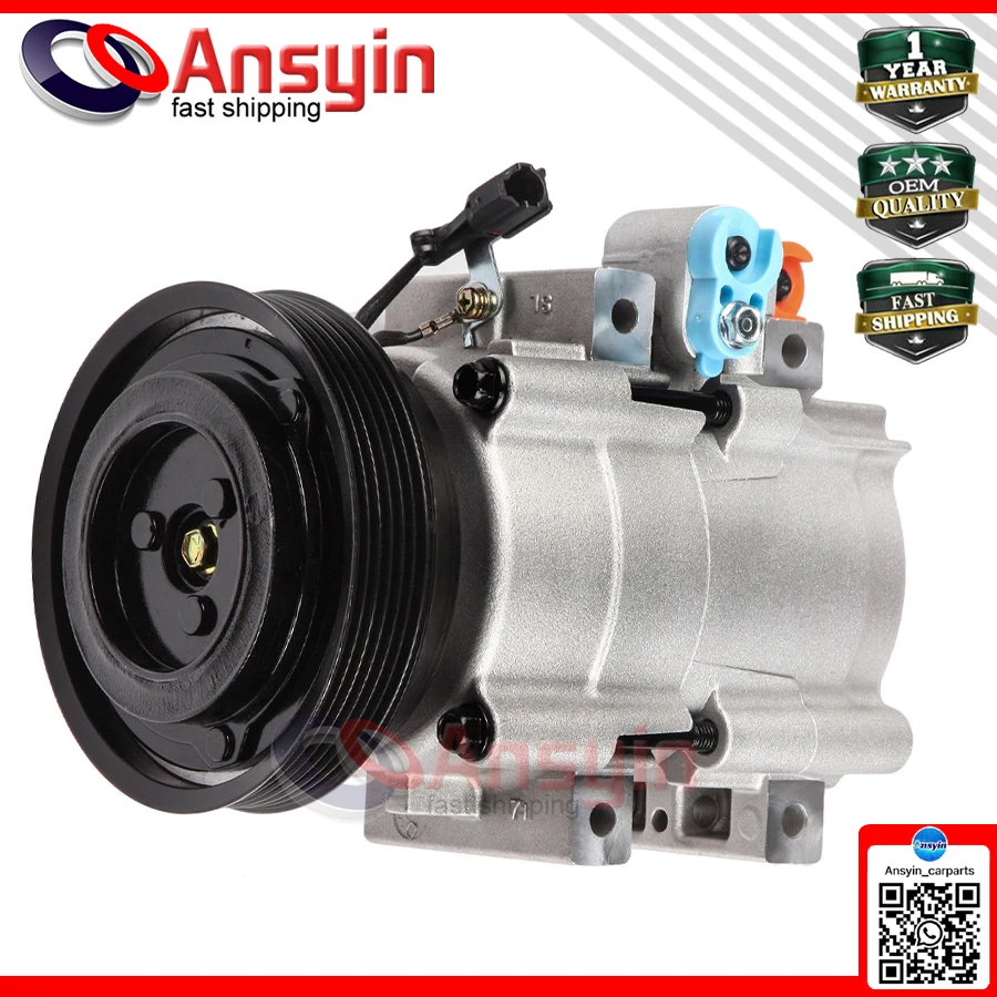 For Car HS18 Fits 01-06 Hyundai Santa Fe 2.7L A/C Compressor with Clutch 58183 97701-26300, 9770126300, 97701-39181, 9770139181