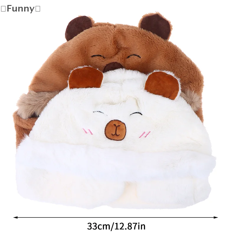 العصرية لطيف الكرتون كابيبارا قبعة وشاح الشتاء الدافئة وشاح قبعة للنساء الفتيات Kawaii الأذن حماية لينة فروي وشاح قبعة الهدايا #2