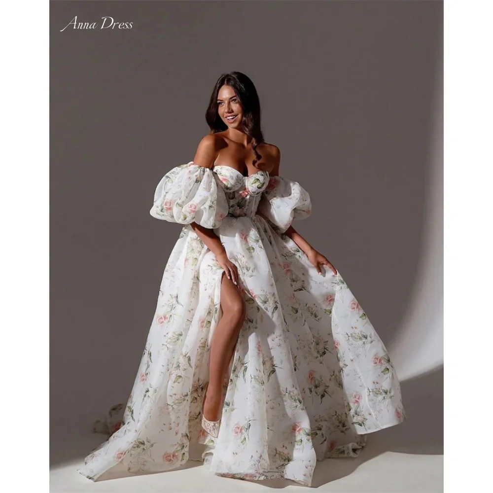 

Anna Elegant Evening Dress Woman Sweetheart Puff Sleeves Ladies Dresses for Special Occasions Floral Lace Prom Dresses 2024 Gala