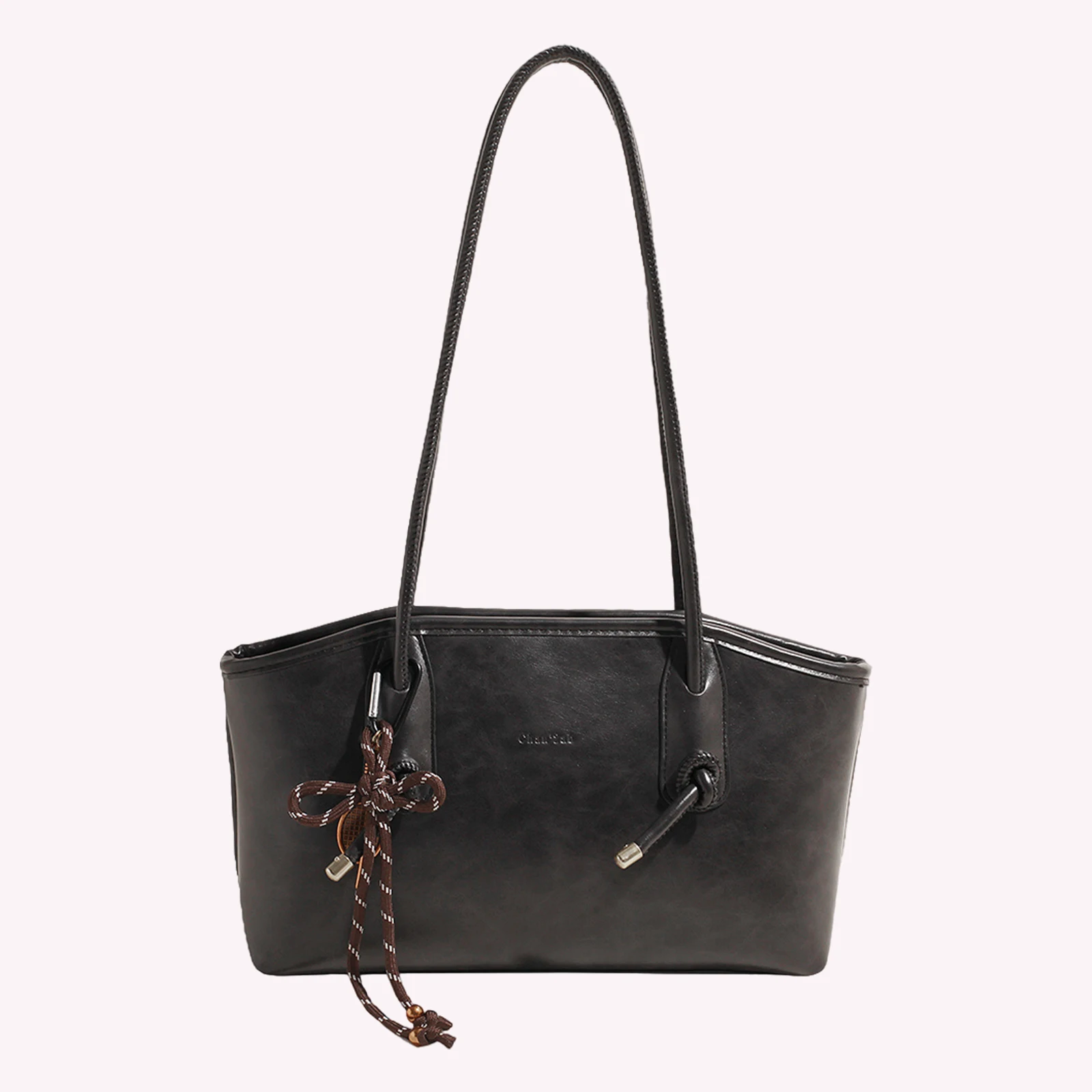 

Leather Shoulder Bag for Women with Pendant Shoulder Tote Handbag Trendy Purse Bag Stylish Tote Bag for Work Travel