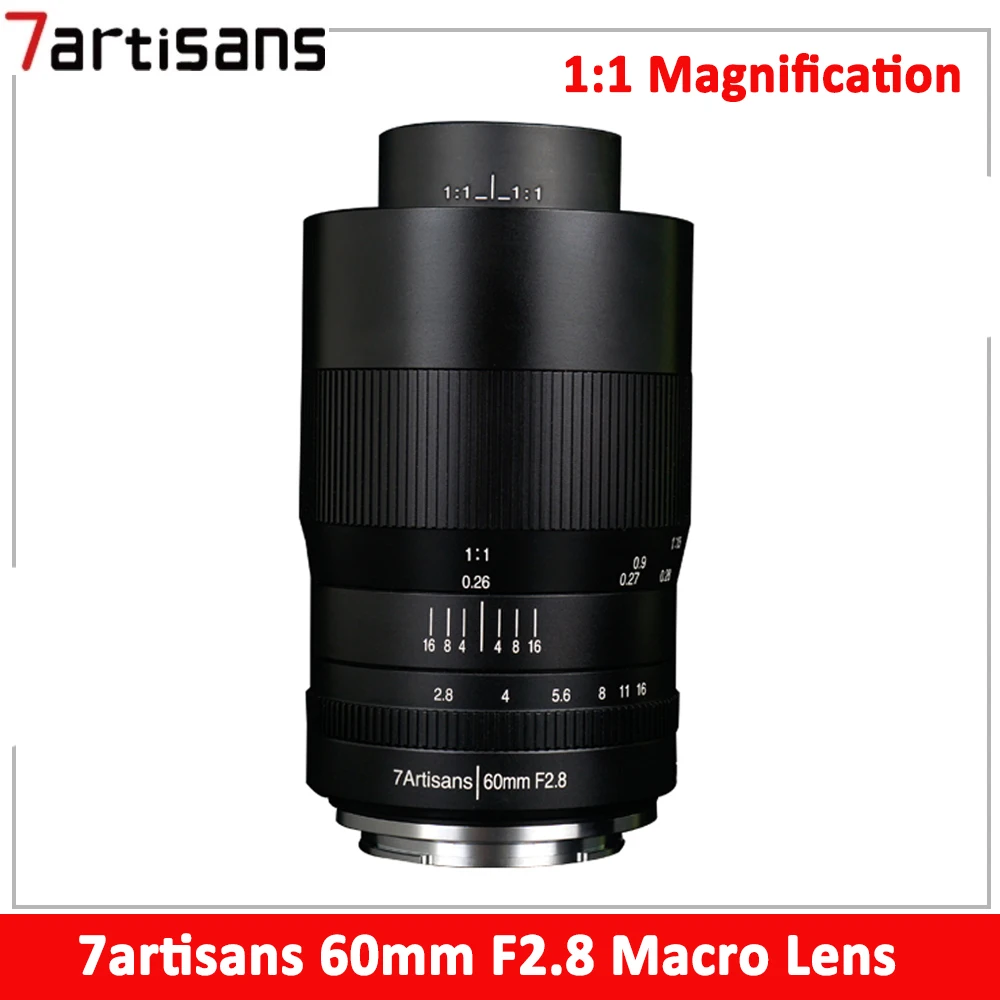 

7artisans 60mm F2.8 1:1 Magnification Macro MF Prime Lens For Canon EOS-M Sony E A5000 A6000 Fuji FX Micro 4/3 Mirrorless Camera