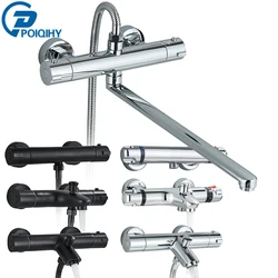 Chrome Mixer with Thermostat Wall Mounted Thermostatic Shower Brass Thermostatic Mixer Black Bathroom Thermostatic Shower