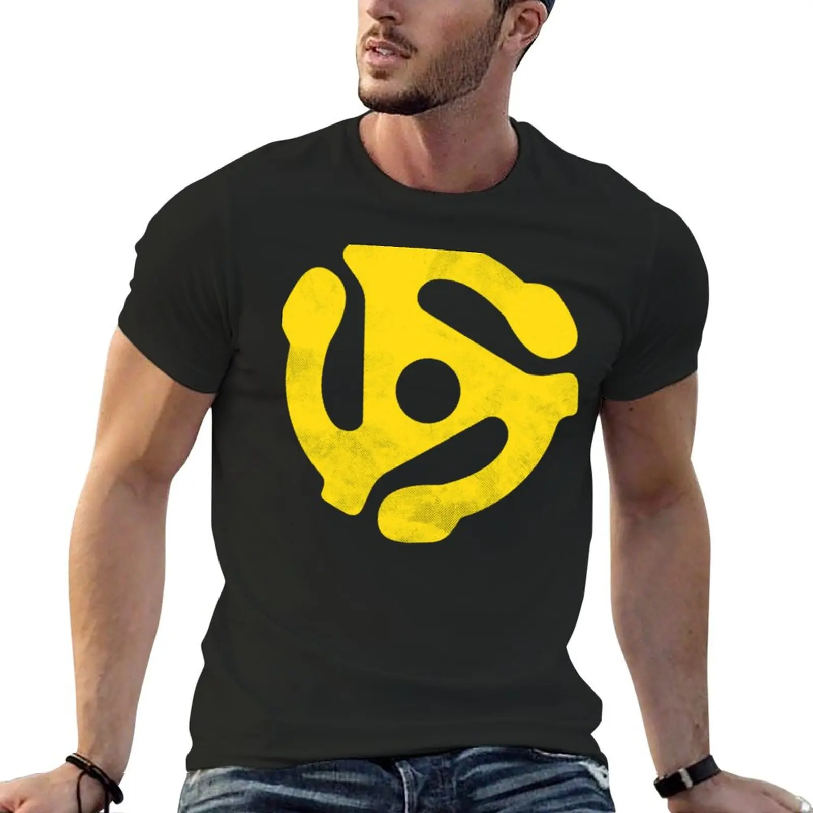 45 vinyl record Insert Distressed T-Shirt anime clothes sublime vintage anime shirt plus size tops t shirt men