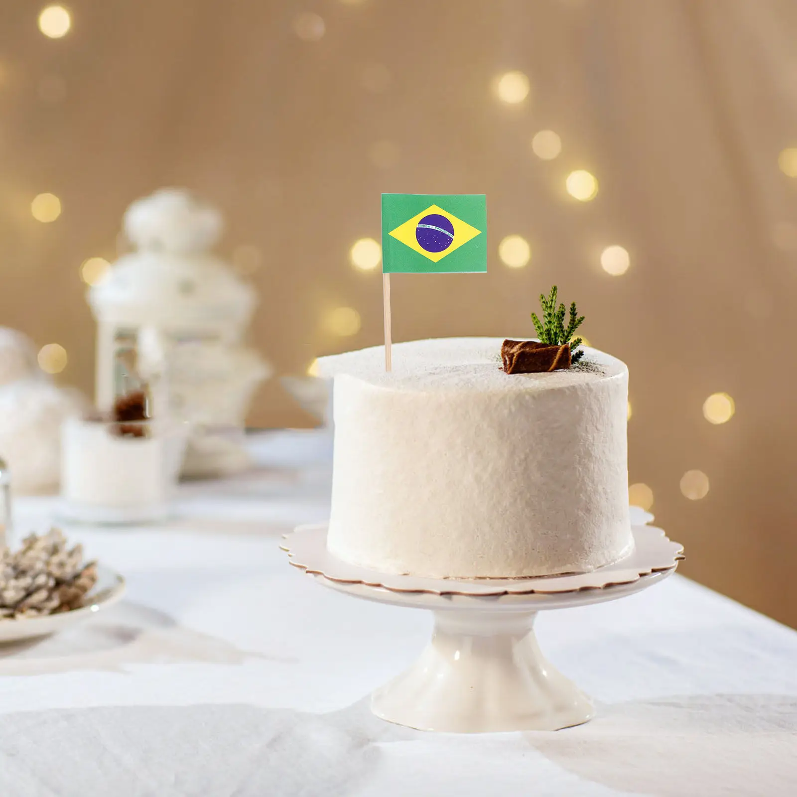 100 pics à fruits, pics à cocktail drapeau du Brésil, pics décoratifs pour desserts, pics à manger pour apéritifs et collations
