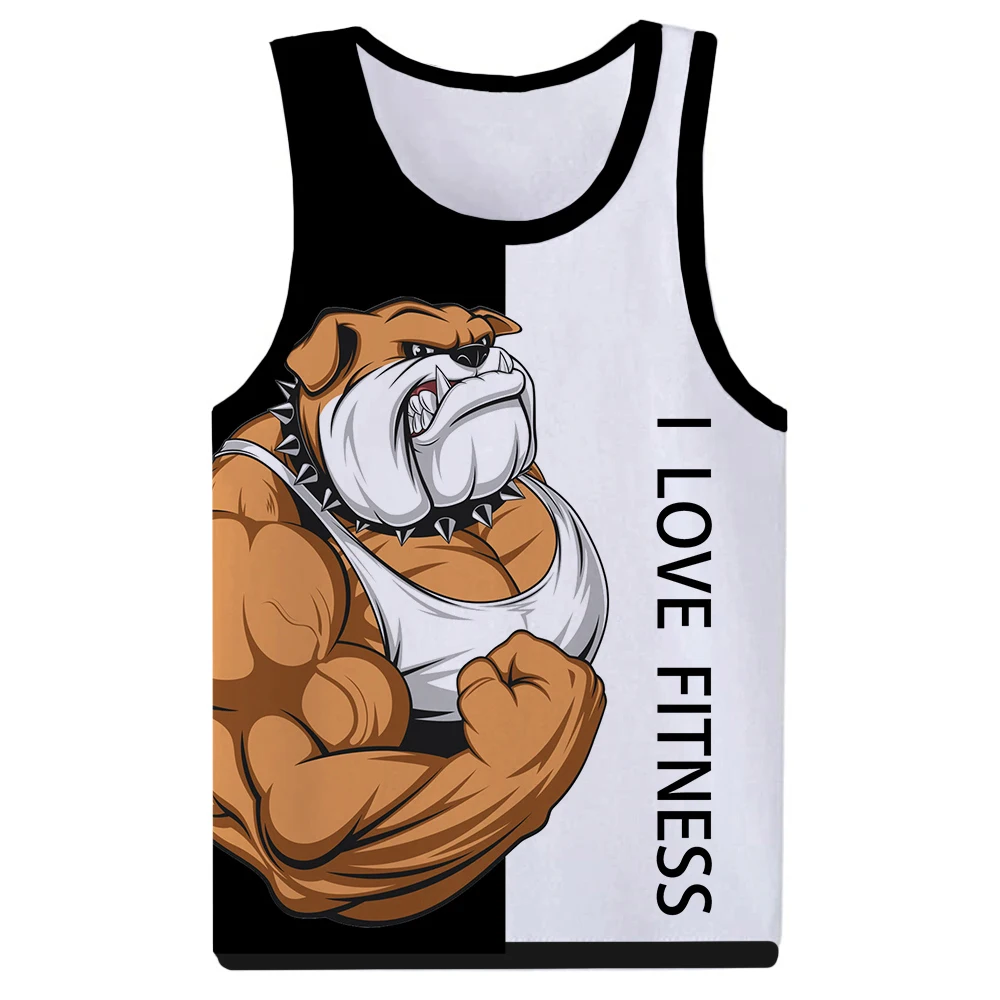 Funny Cartoon Animal Fitness 3D Print Tank Tops Men\'s Fashion Streetwear Vest Sleeveless Tank Top Bodybuilding Gym Man Clothing
