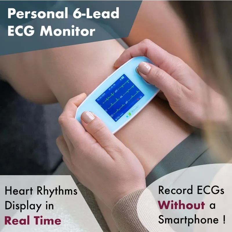 6L Portable ECG Monitor Record and Heart Rate in 6 Channels Compatible with Smartphone and PC No Subscription Required