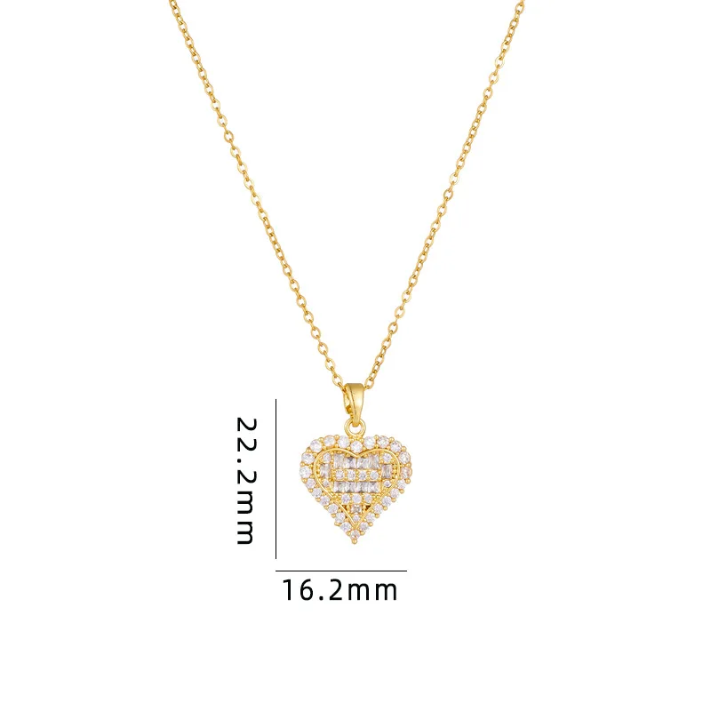 Simple Romantic Zircon Love Heart Pendant Necklaces Stainless Steel Chain Jewelry Accessories Gifts for Women Lover