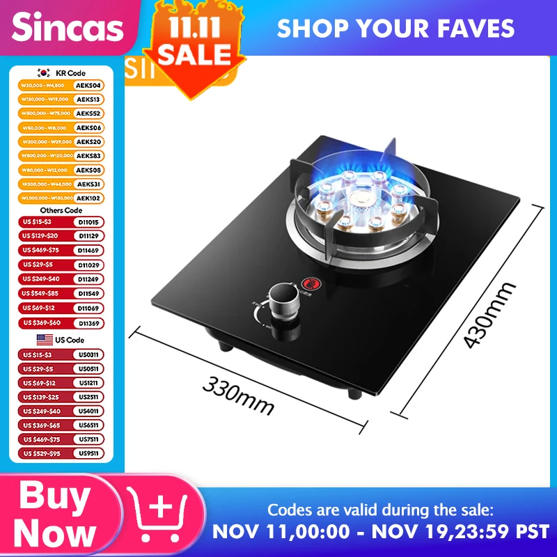 Gas Stove Single Stove Household Liquefied Gas Embedded  Gas Stove Natural Gas Fierce Fire Single Stove Stoves Table Kitchen Hob