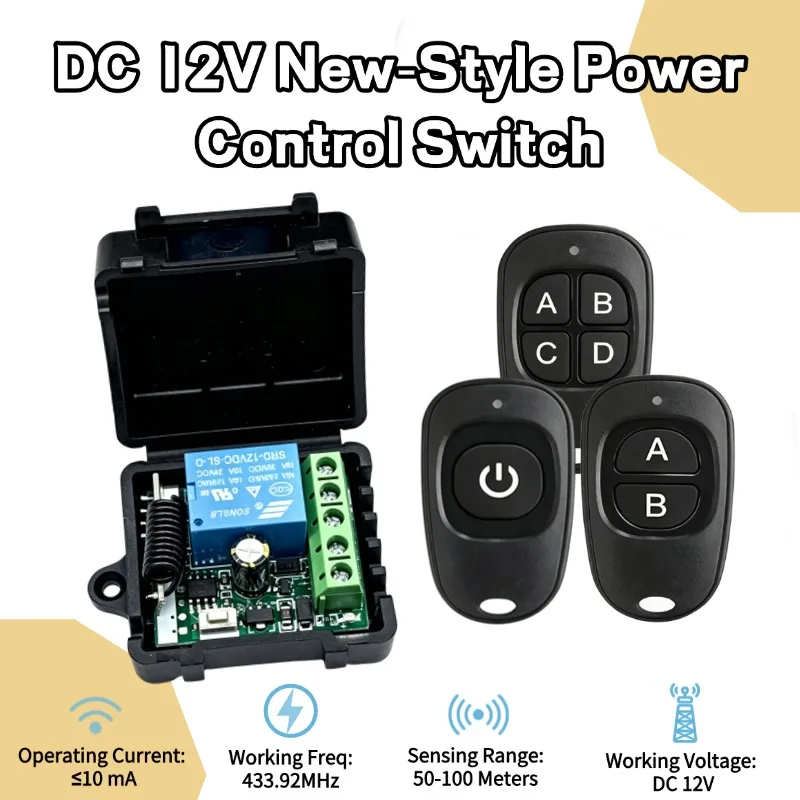 433Mhz Wireless Remote Control EV1527 Learning Code Transmitter 1/2 Buttons DC 12V 24V 10A RF Relay Receiver Switch 1 Channel