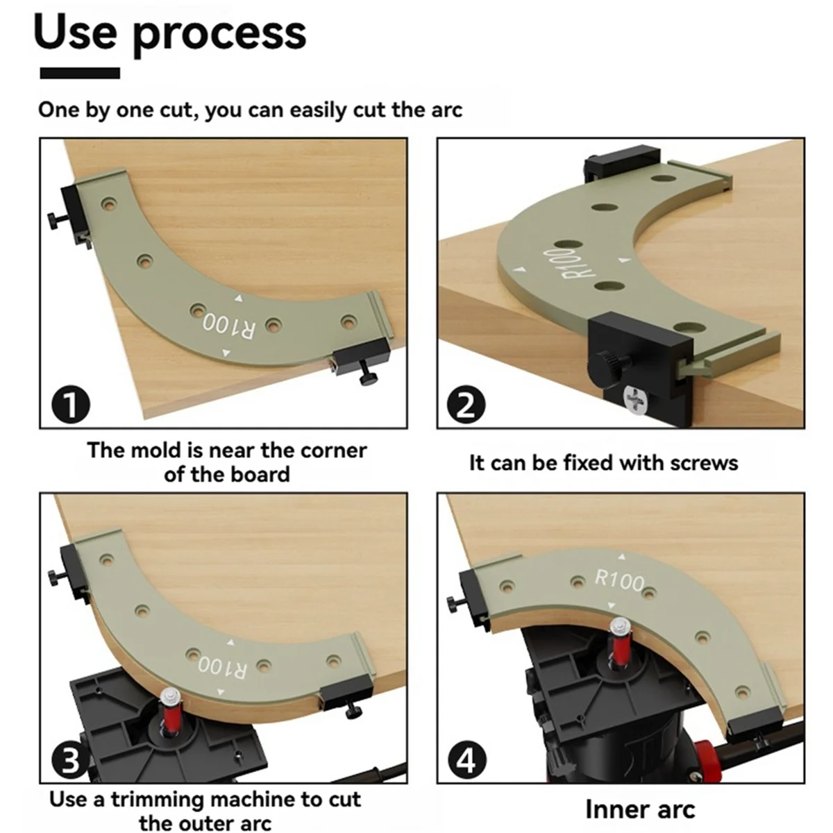 

A002 5Pcs Radius Corner Jigs for Wood Working, Woodworking Round Corner Radius Templates,Radius Jig Corner Templates