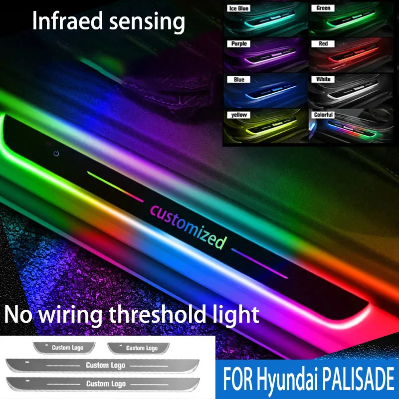 Pedal de bienvenida para Hyundai PALISADE, luz ambiental LED, sensor inteligente, flujo mágico, luz decorativa, interior automotriz