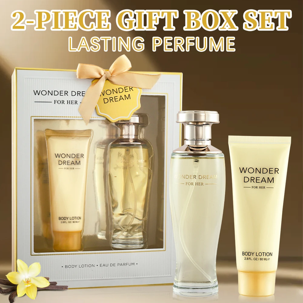 Eau de Parfum Spray and Body Lotion Gift Set Women's Fragrance Sets 3.4 oz EDP Spray and 2.8 oz Body Lotion WONDER DREAM 2 Pcs