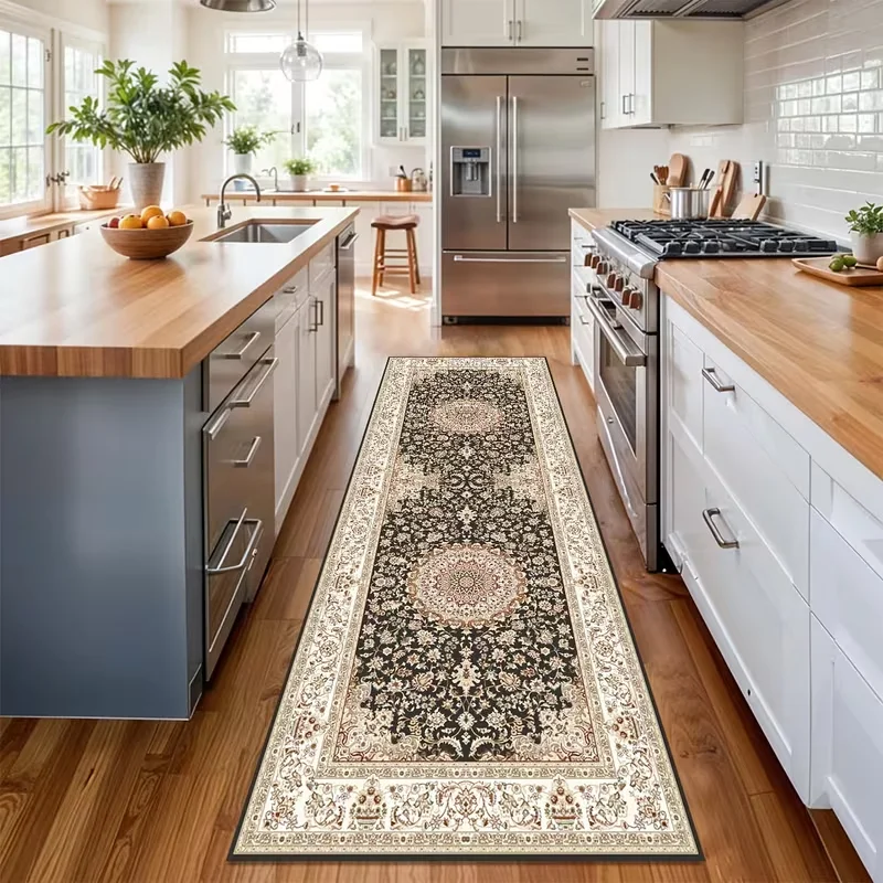 Vintage Luxury Corridor Long Mat Durable Kitchen Corridor Floor Balcony Runway Floor Mat Maintain Staircase Entrance Long Mat