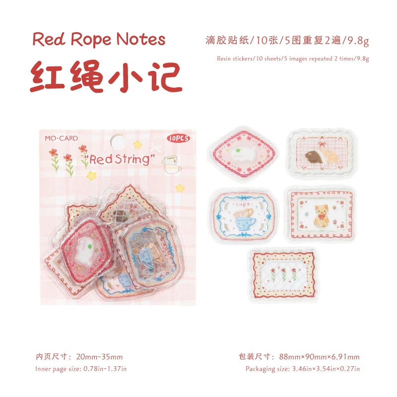 10 stuks Kawaii Briefpapier Stickers Sweetheart Plate Dagboek Junk Journal Dagboek Planner Decoratieve Mobiele Sticker Scrapbooking