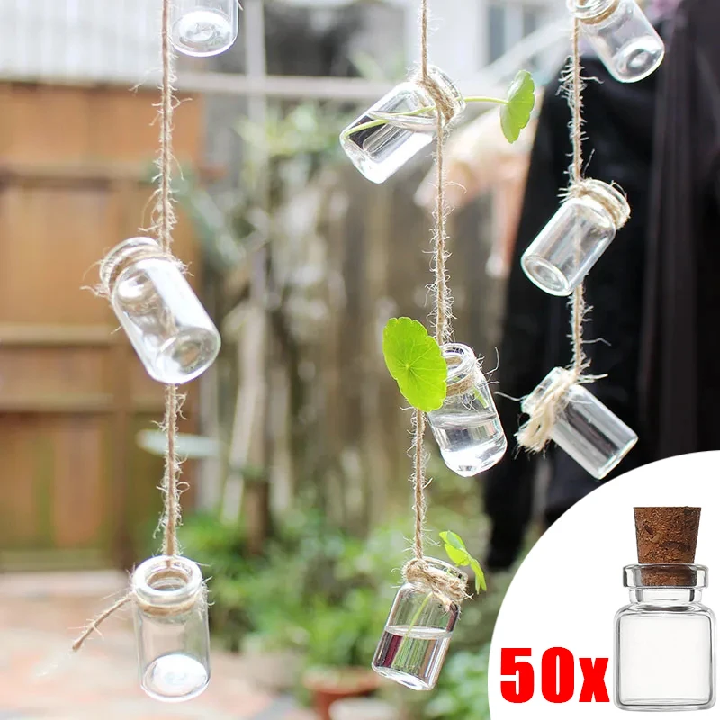 Mini Glass Bottle with Cork Transparent DIY Art Craft Message Bottle Empty Wishing Bottles Xmas Wedding Party Home Garden Decors