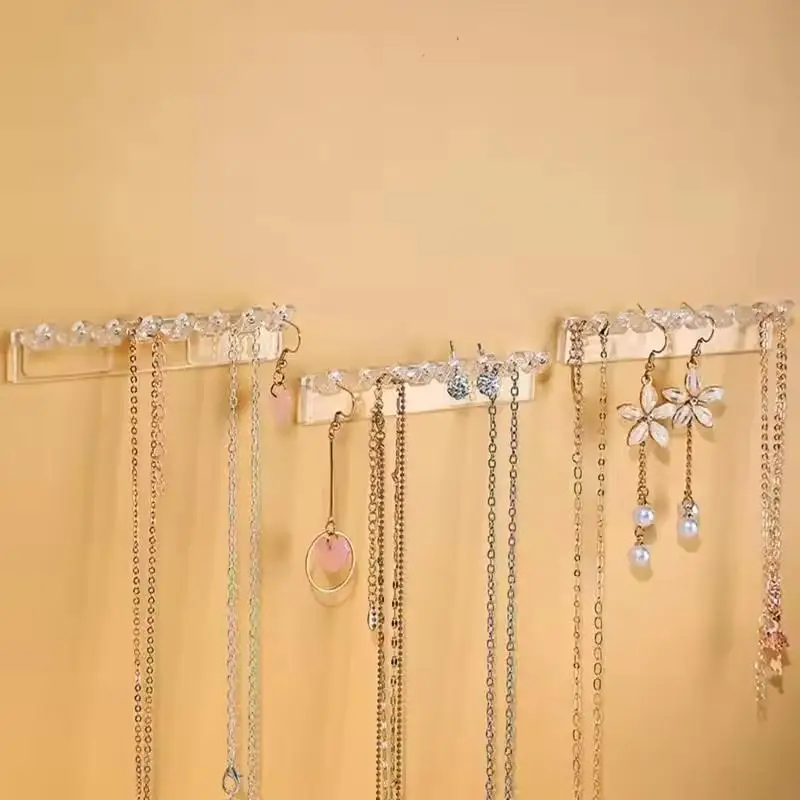 3Pack Necklace Holder, Necklace Organizer Wall Mounted With 8 Hooks, For Hanging Jewelry, Bangles, Bracelets And Rings