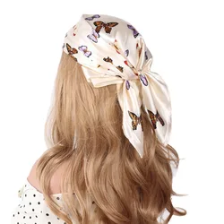 New Butterfly Small Silk Square Scarf 60cm Headband Hairbands Hair Hoop For Women Girl Lady Head Neck Satin Scarf Handkerchief