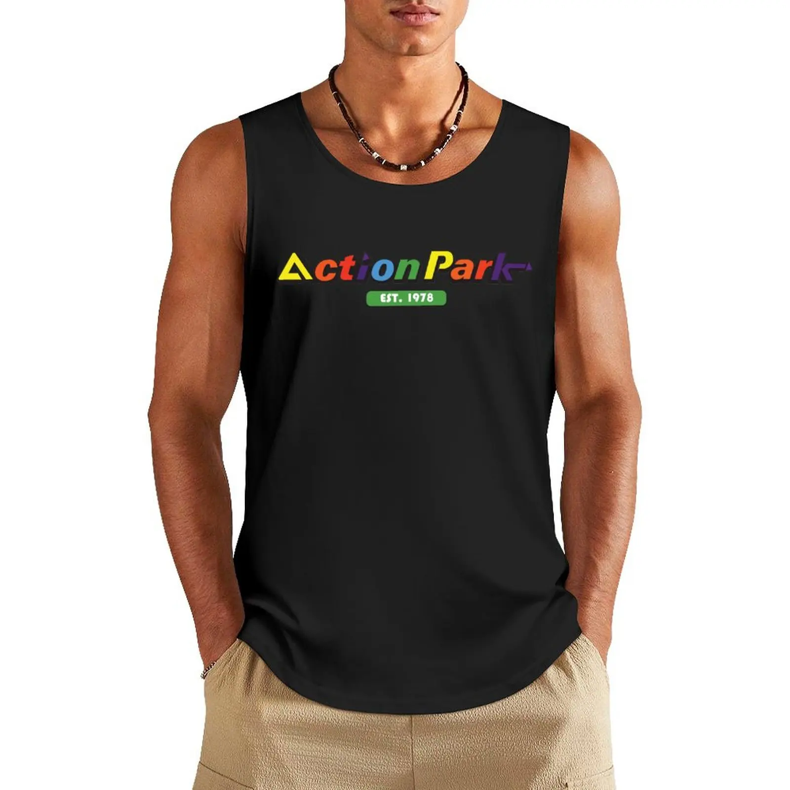 

Action Park Logo Tank Top Male clothes Top Men's fitness t-shirt