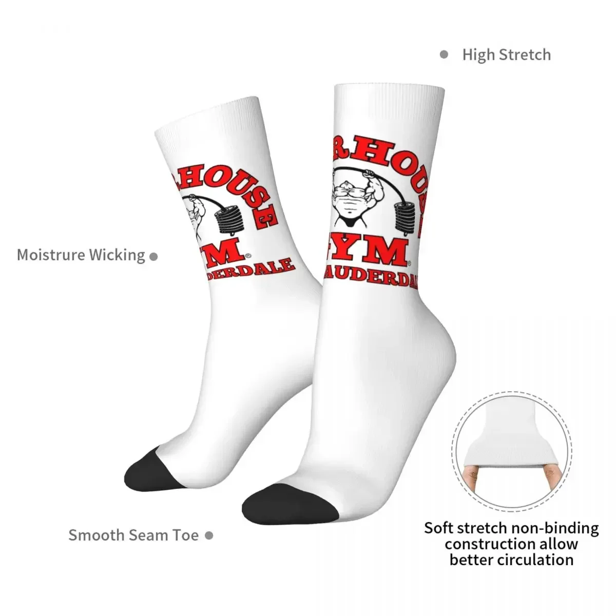 Powerhouse Gym Motivation Socks Harajuku High Quality Stockings All Season Long Socks Accessories for Man's Woman's Gifts