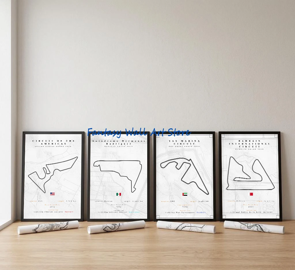 International Track Circuit Nordic light color racing sport Poster classic Motorsport Race wall Pictures canvas prints art decor