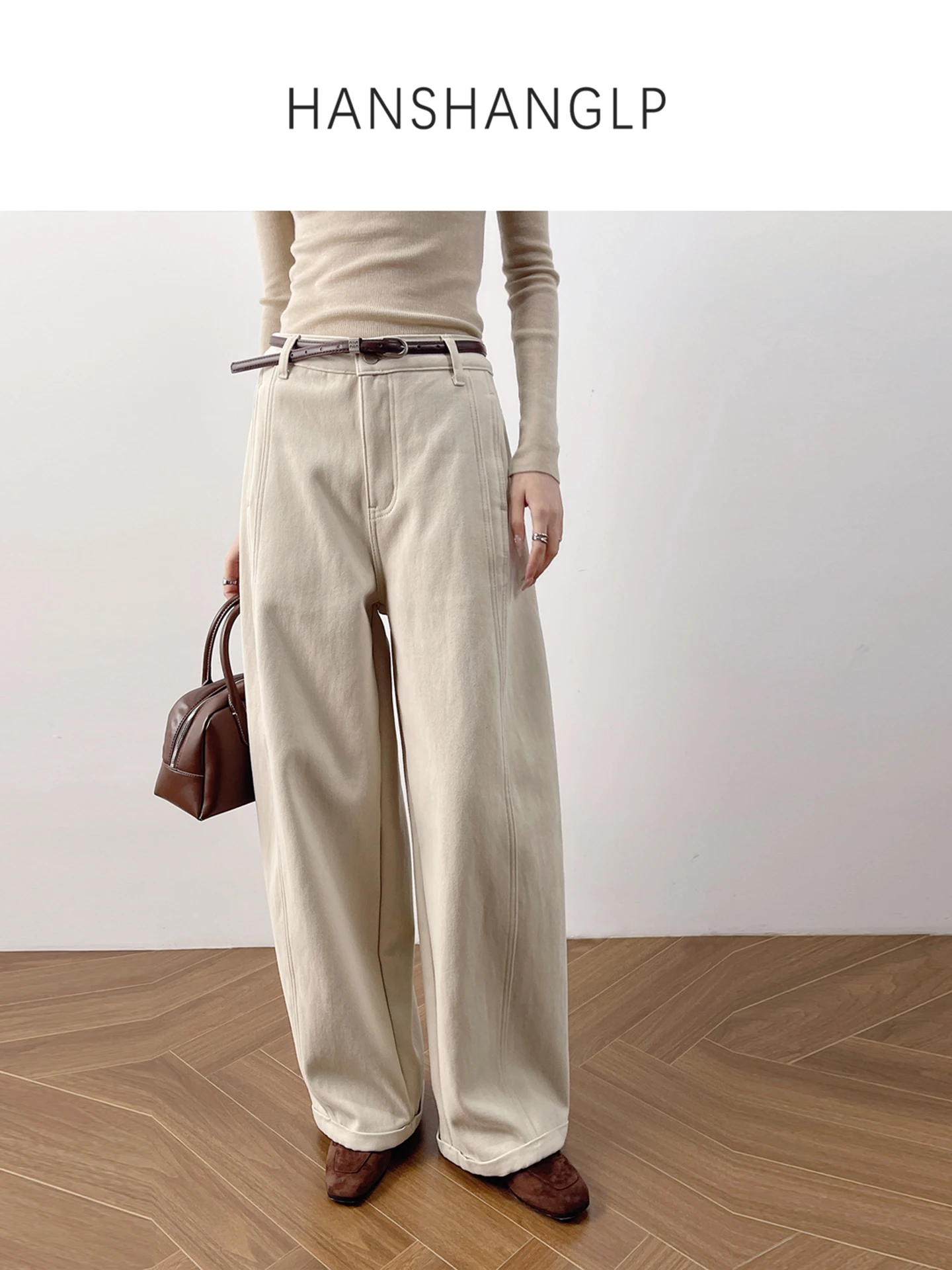 

Корейские модные широкие джинсы для женщин, свободные повседневные брюки с высокой талией, хлопковые, на пуговицах, готовые к зиме