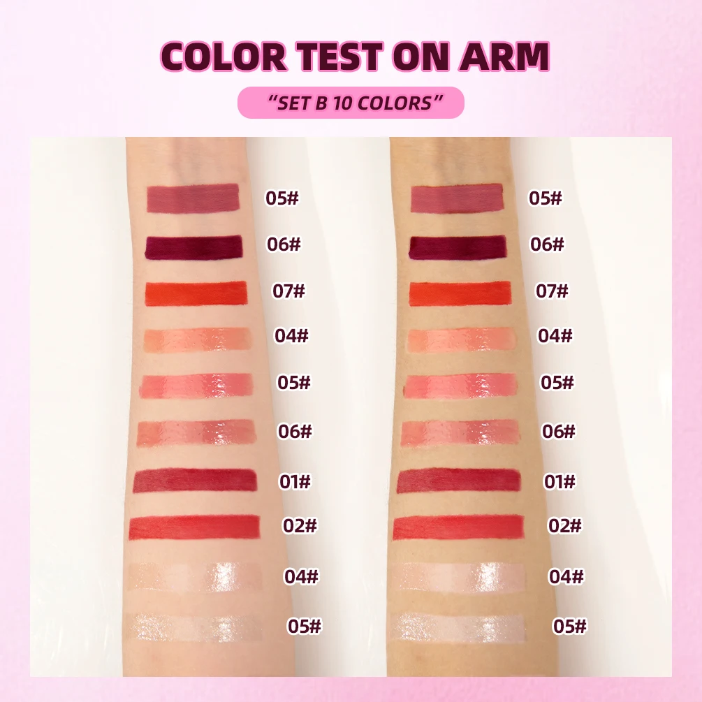 QIBEST Mirror Lip Gloss Sets Waterproof Velvet Matte Liquid Lipstick Lasting Moisturizing Sexy Red Lip Tint Makeup Lip Oil Balm