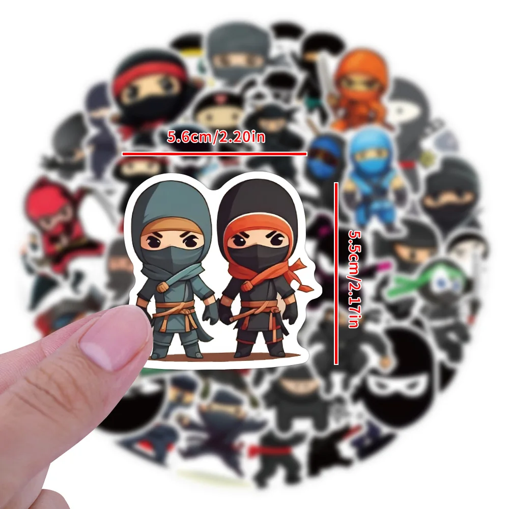 60PCS Ninja Samurai Cartoon Image Doodle DIY Decorative Notebook Suitcase Mobile Case iPad Waterproof Sticker Kids Toy
